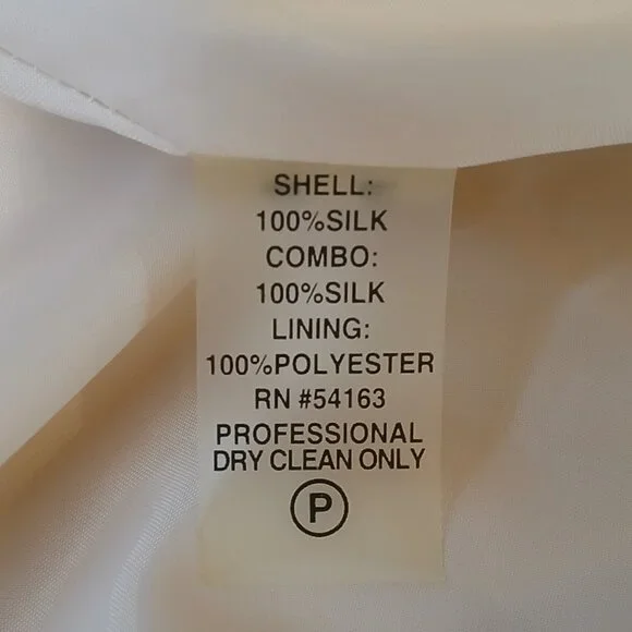 Calvin Klein white and beige 100% silk gown size 8 - Picture 7 of 9